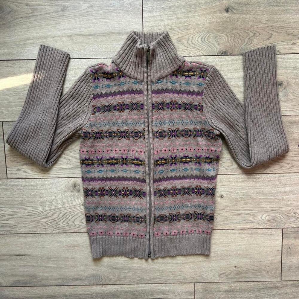 Chaps brown zip up sweater